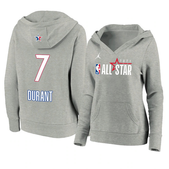 Kevin Durant 2021 NBA All-Star Game Official Logo Pullover Hoodie Women's Gray Kevin Durant 2021 NBA All-Star Game Official Logo Pullover Hoodie Women's Gray