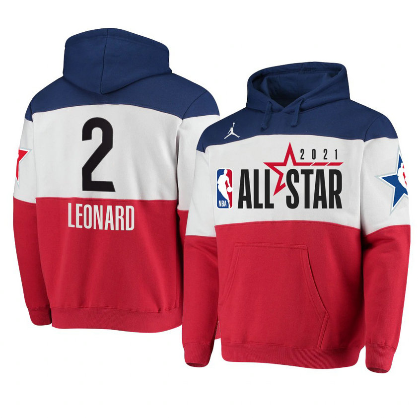 Kawhi Leonard 2021 NBA All-Star Game Official Logo Colorblock Hoodie Royal/Red