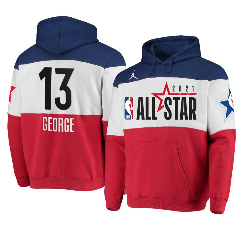 Paul George 2021 NBA All-Star Game Official Logo Colorblock Hoodie Royal/Red Paul George 2021 NBA All-Star Game Official Logo Colorblock Hoodie Royal/Red