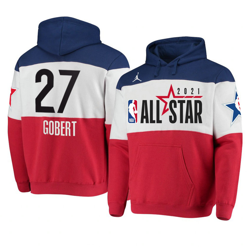Rudy Gobert 2021 NBA All-Star Game Official Logo Colorblock Hoodie Royal/Red Rudy Gobert 2021 NBA All-Star Game Official Logo Colorblock Hoodie Royal/Red