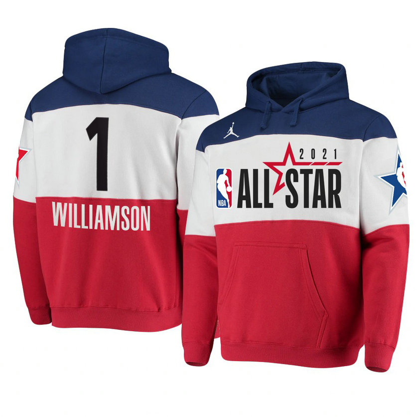 Zion Williamson 2021 NBA All-Star Game Official Logo Colorblock Hoodie Royal/Red Zion Williamson 2021 NBA All-Star Game Official Logo Colorblock Hoodie Royal/Red