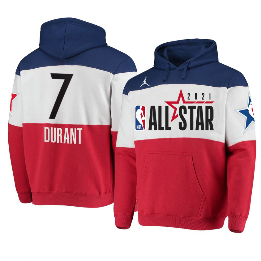 Kevin Durant 2021 NBA All-Star Game Official Logo Colorblock Hoodie Royal/Red Kevin Durant 2021 NBA All-Star Game Official Logo Colorblock Hoodie Royal/Red