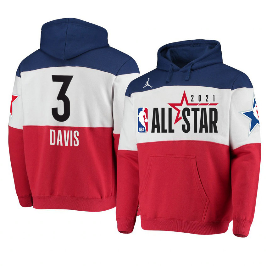 Anthony Davis 2021 NBA All-Star Game Official Logo Colorblock Hoodie Royal/Red Anthony Davis 2021 NBA All-Star Game Official Logo Colorblock Hoodie Royal/Red