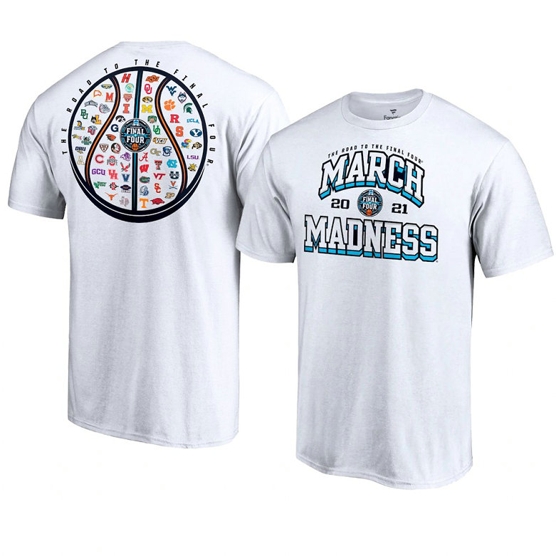NCAA 2021 March Madness T-Shirt 68-Team Group White NCAA 2021 March Madness T-Shirt 68-Team Group White