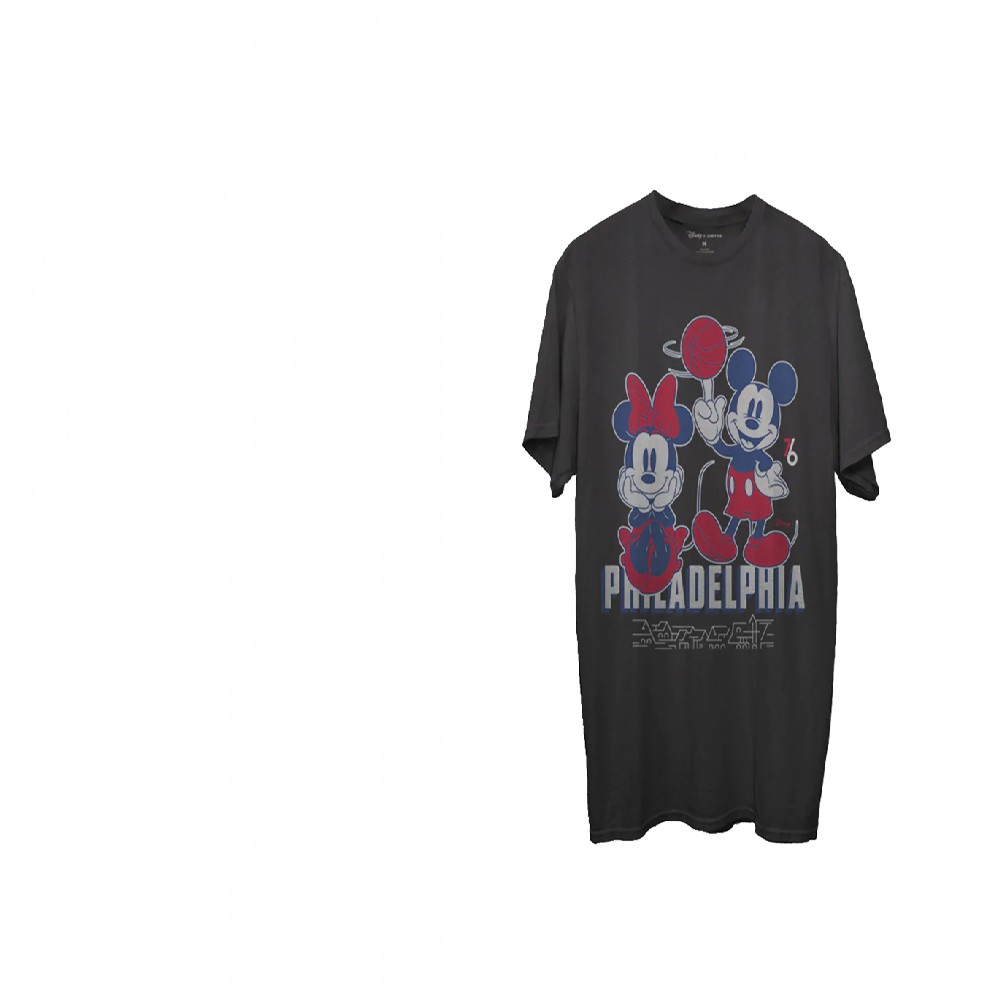 Philadelphia 76ers Black Disney Mickey Minnie Junk Food 2021 City Edition T-Shirt Philadelphia 76ers Black Disney Mickey Minnie Junk Food 2021 City Edition T-Shirt