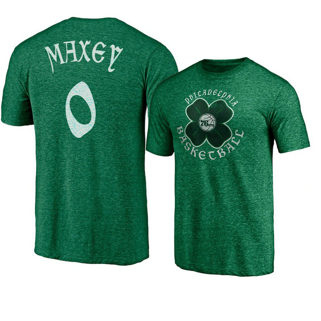 Philadelphia 76ers Tyrese Maxey 2021 St. Paddy's Day Celtic T-Shirt Heather Green Philadelphia 76ers Tyrese Maxey 2021 St. Paddy's Day Celtic T-Shirt Heather Green