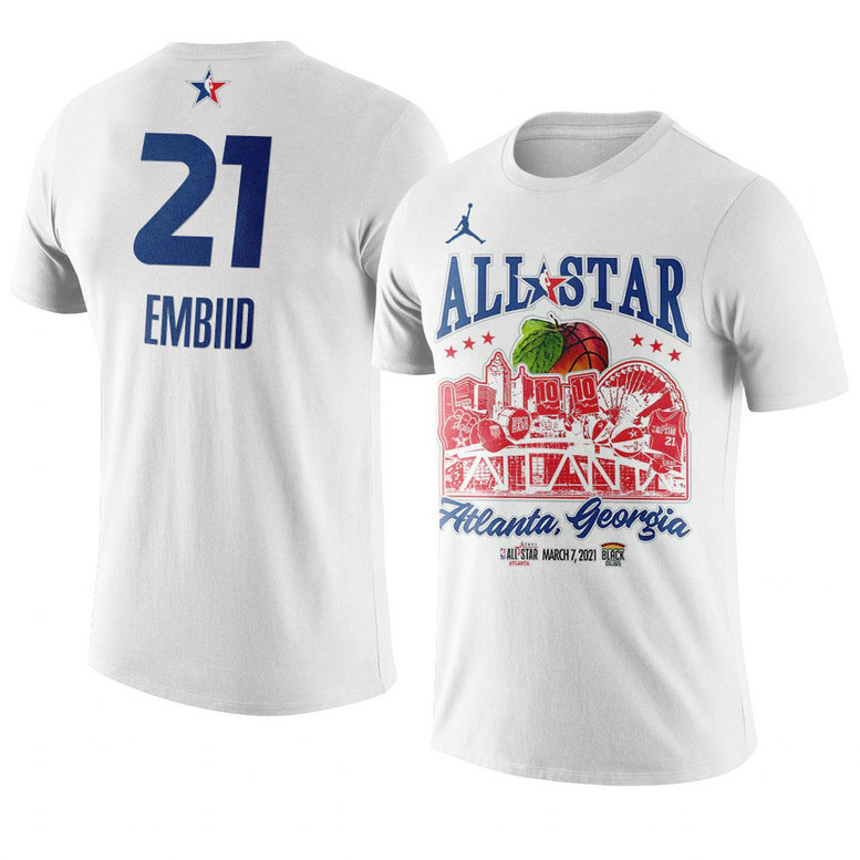 Philadelphia 76ers Joel Embiid Support Black Colleges 2021 NBA All-Star Game T-Shirt White Philadelphia 76ers Joel Embiid Support Black Colleges 2021 NBA All-Star Game T-Shirt White
