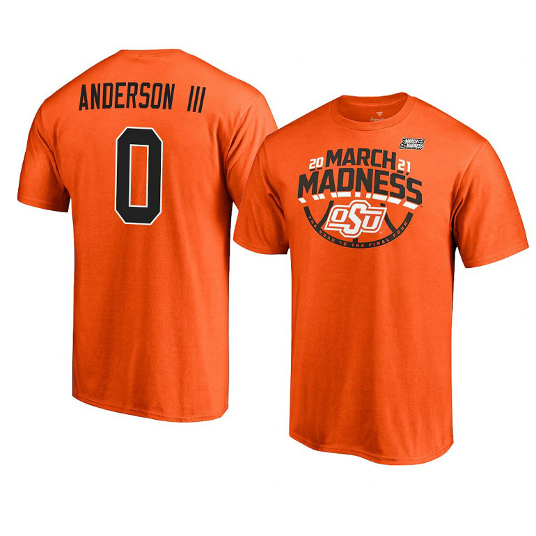 OKLAHOMA STATE COWBOYS Avery Anderson III March Madness T-Shirt 2021 Bound Ticket Orange