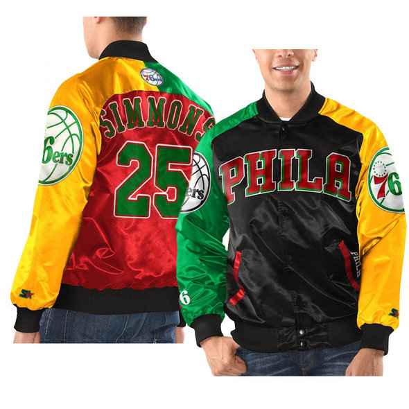 Philadelphia 76ers Ben Simmons 2021 Black History Month Starter x Ty Mopkins Jacket Black Red