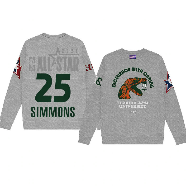 Ben Simmons Florida A&M University Pupil Pullover Sweater 2021 NBA All-Star Game x HBCU Collection Gray