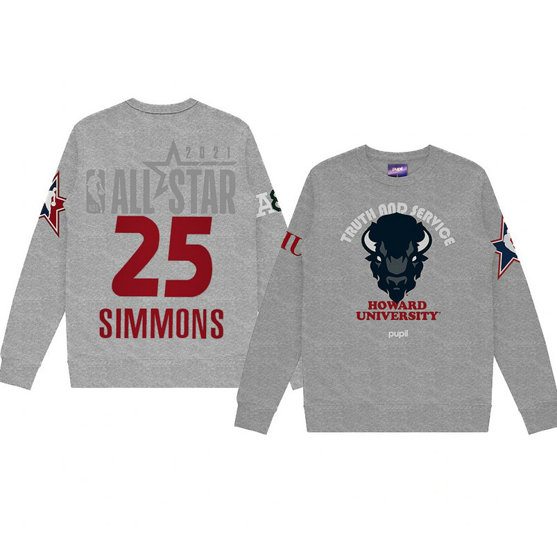 Ben Simmons Howard University Pupil Pullover Sweater 2021 NBA All-Star Game x HBCU Collection Gray