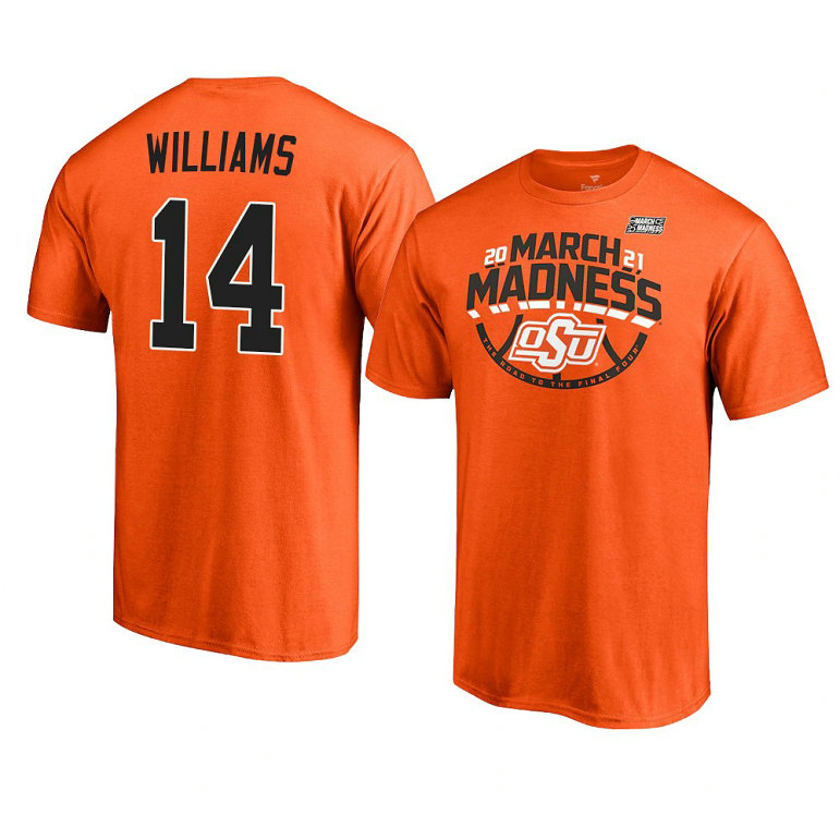 OKLAHOMA STATE COWBOYS Bryce Williams March Madness T-Shirt 2021 Bound Ticket Orange