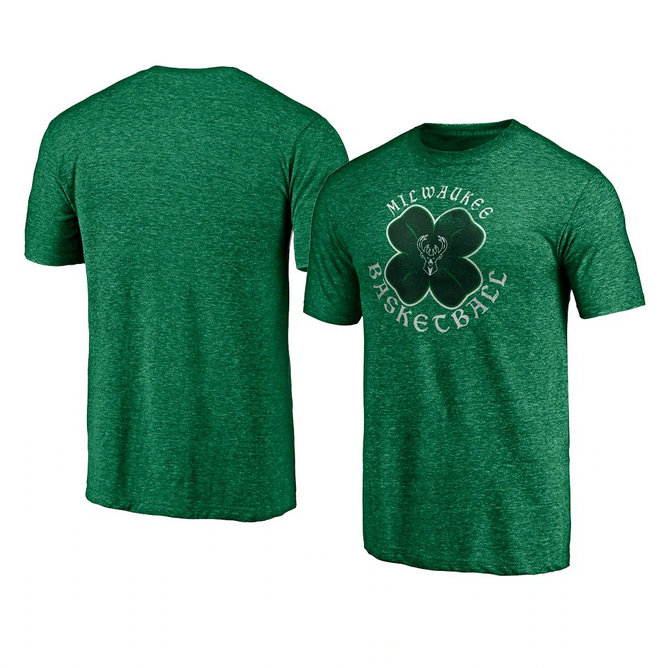 Milwaukee Bucks 2021 St. Patrick's Day Celtic T-Shirt Heather Green Milwaukee Bucks 2021 St. Patrick's Day Celtic T-Shirt Heather Green