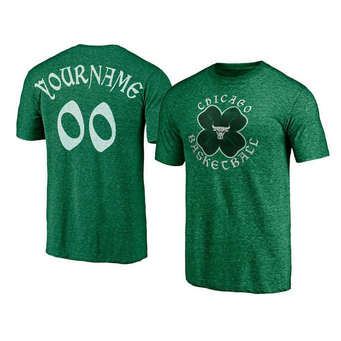 Chicago Bulls Custom 2021 St. Patrick Celtic T-Shirt Heather Green Chicago Bulls Custom 2021 St. Patrick Celtic T-Shirt Heather Green