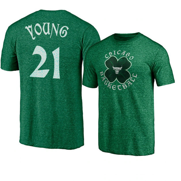 Chicago Bulls Thaddeus Young 2021 St. Paddy's Day Celtic T-Shirt Heather Green Chicago Bulls Thaddeus Young 2021 St. Paddy's Day Celtic T-Shirt Heather Green