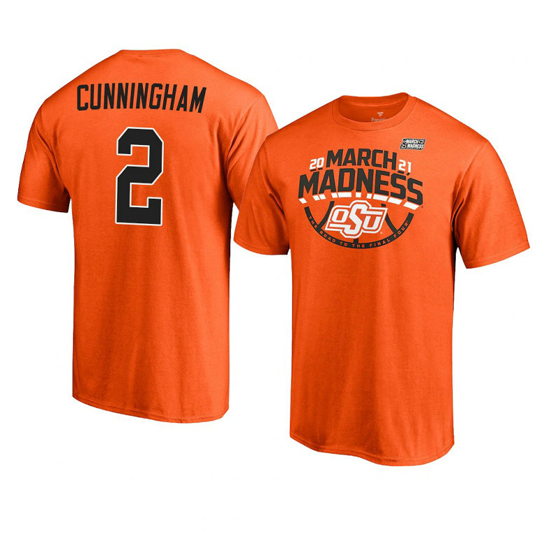 OKLAHOMA STATE COWBOYS Cade Cunningham March Madness T-Shirt 2021 Bound Ticket Orange