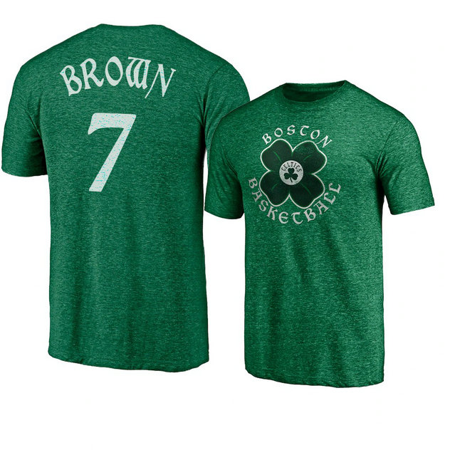 Boston Celtics Jaylen Brown 2021 St. Patrick's Day T-Shirt Heather Green