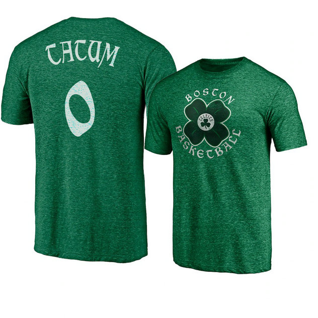 Boston Celtics Jayson Tatum 2021 St. Patrick's Day T-Shirt Heather Green