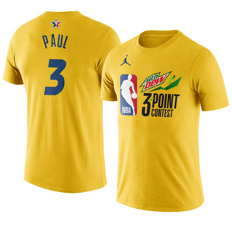 Phoenix Suns Chris Paul 2021 NBA All-Star Game 3point-contest T-Shirt Western Conference Yellow Phoenix Suns Chris Paul 2021 NBA All-Star Game 3point-contest T-Shirt Western Conference Yellow
