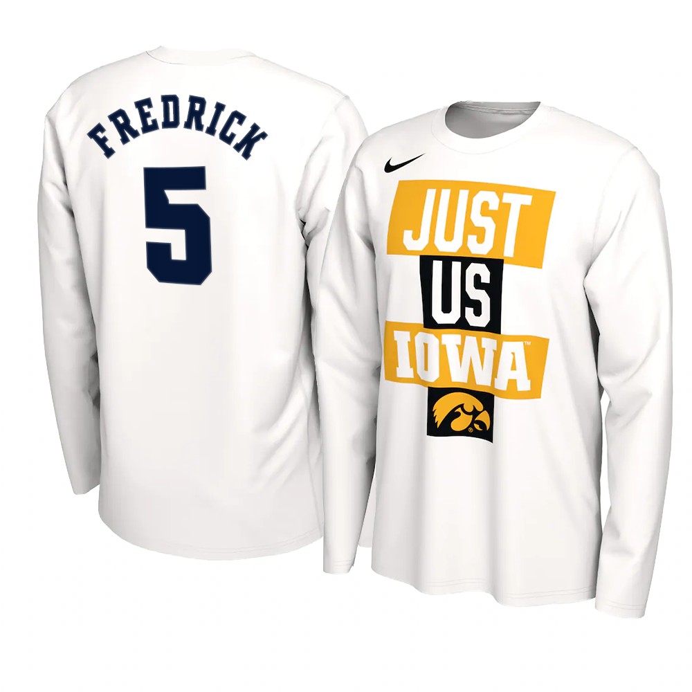 CJ Fredrick Iowa Hawkeyes 2021 JUST US Bench Legend Long Sleeve T-Shirt White