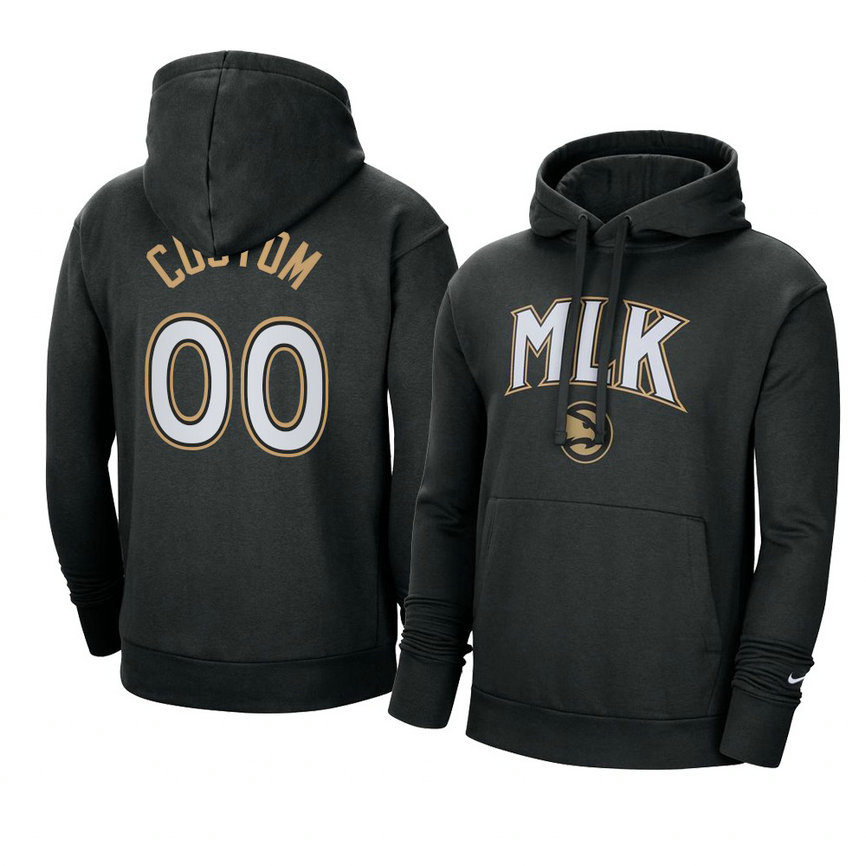 Hawks Custom Black 2021 MLK Day City Edition Hoodie Pullover