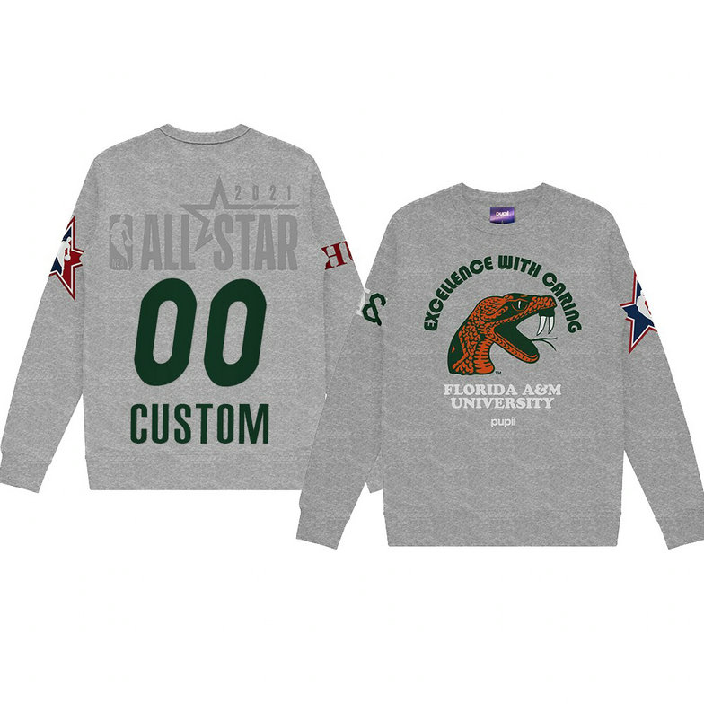 Custom Florida A&M University Pupil Pullover Sweater 2021 NBA All-Star Game x HBCU Collection Gray Custom Florida A&M University Pupil Pullover Sweater 2021 NBA All-Star Game x HBCU Collection Gray