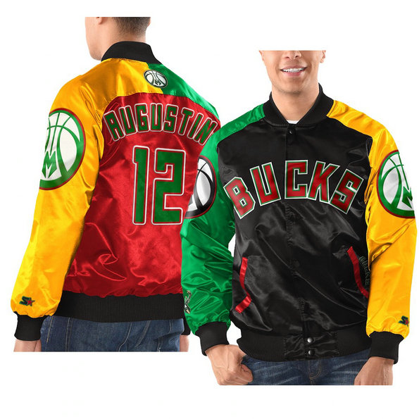 Milwaukee Bucks D.J. Augustin 2021 Black History Month Starter x Ty Mopkins Jacket Black Red