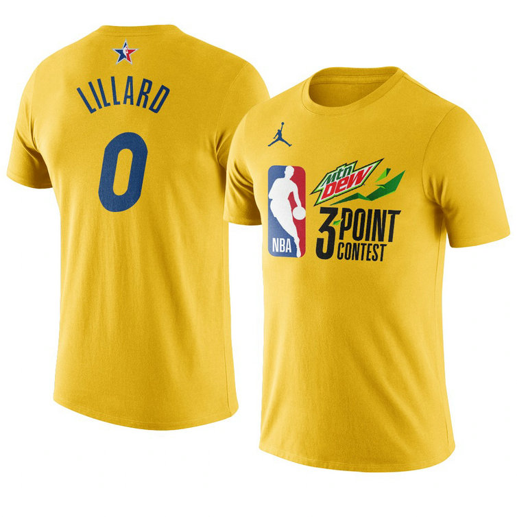 Portland Trail Blazers Damian Lillard 2021 NBA All-Star Game 3point-contest T-Shirt Western Conference Yellow