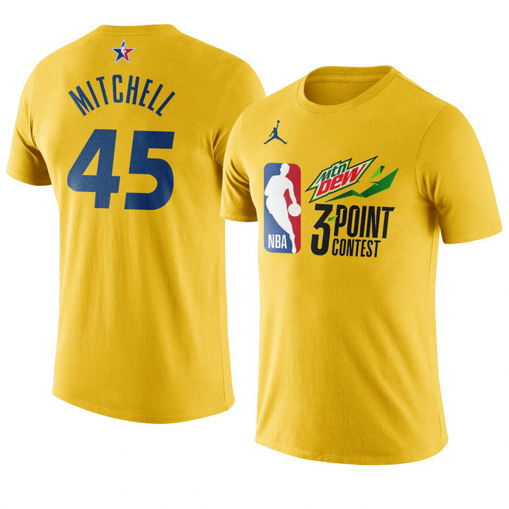 Utah Jazz Donovan Mitchell 2021 NBA All-Star Game 3point-contest T-Shirt Western Conference Yellow Utah Jazz Donovan Mitchell 2021 NBA All-Star Game 3point-contest T-Shirt Western Conference Yellow