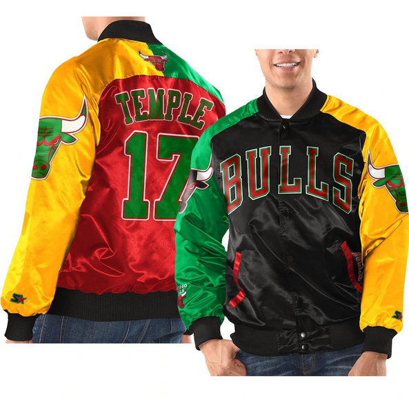 Chicago Bulls Garrett Temple 2021 Black History Month Starter x Ty Mopkins Jacket Black Red Chicago Bulls Garrett Temple 2021 Black History Month Starter x Ty Mopkins Jacket Black Red