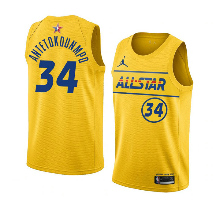 Milwaukee Bucks Giannis Antetokounmpo 2021 NBA All-Star Game TEAM LEBBRON player jersey Gold