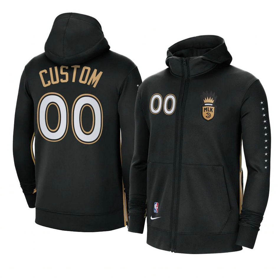 Custom Atlanta Hawks 2021 MLK City Showtime Zip Hoodie Black