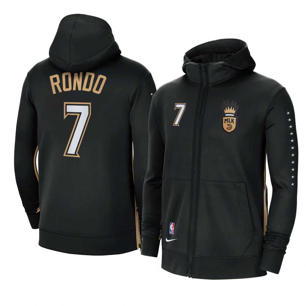 Rajon Rondo Atlanta Hawks 2021 MLK City Showtime Zip Hoodie Black Rajon Rondo Atlanta Hawks 2021 MLK City Showtime Zip Hoodie Black