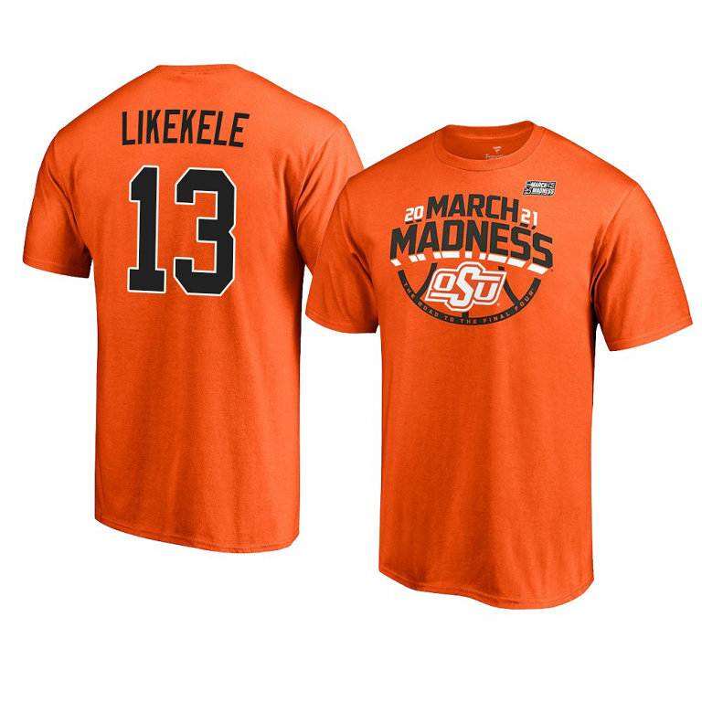 OKLAHOMA STATE COWBOYS Isaac Likekele March Madness T-Shirt 2021 Bound Ticket Orange OKLAHOMA STATE COWBOYS Isaac Likekele March Madness T-Shirt 2021 Bound Ticket Orange