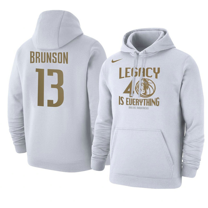 Dallas Mavericks Jalen Brunson 2021 City Edition Story Club Hoodie - White Dallas Mavericks Jalen Brunson 2021 City Edition Story Club Hoodie - White