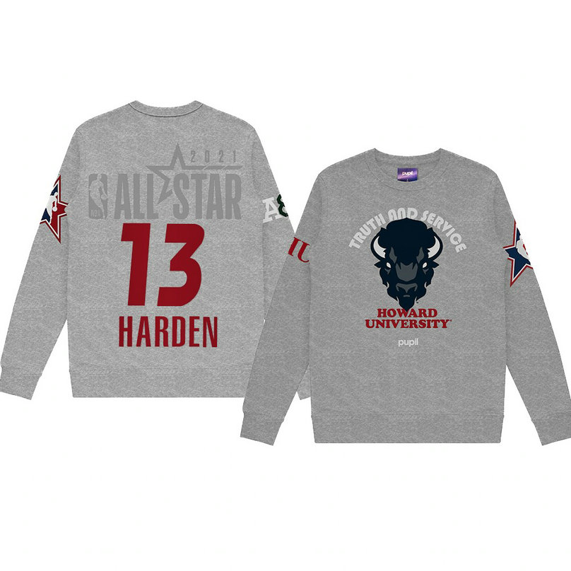 James Harden Howard University Pupil Pullover Sweater 2021 NBA All-Star Game x HBCU Collection Gray James Harden Howard University Pupil Pullover Sweater 2021 NBA All-Star Game x HBCU Collection Gray