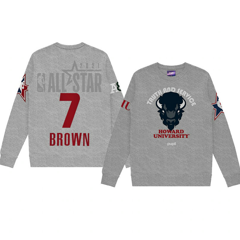Jaylen Brown Howard University Pupil Pullover Sweater 2021 NBA All-Star Game x HBCU Collection Gray