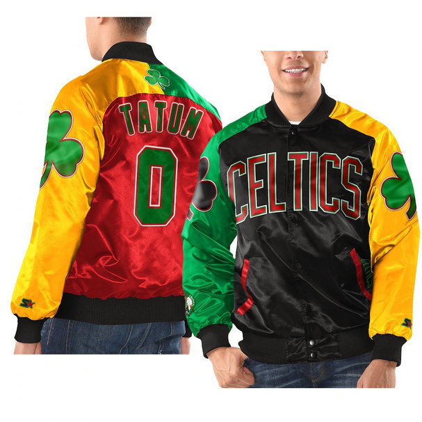 Boston Celtics Jayson Tatum 2021 Black History Month Starter x Ty Mopkins Jacket Black Red