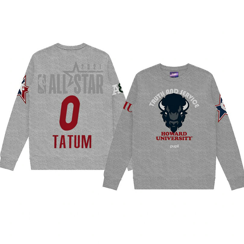 Jayson Tatum Howard University Pupil Pullover Sweater 2021 NBA All-Star Game x HBCU Collection Gray Jayson Tatum Howard University Pupil Pullover Sweater 2021 NBA All-Star Game x HBCU Collection Gray