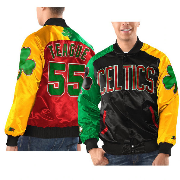 Boston Celtics Jeff Teague 2021 Black History Month Starter x Ty Mopkins Jacket Black Red Boston Celtics Jeff Teague 2021 Black History Month Starter x Ty Mopkins Jacket Black Red