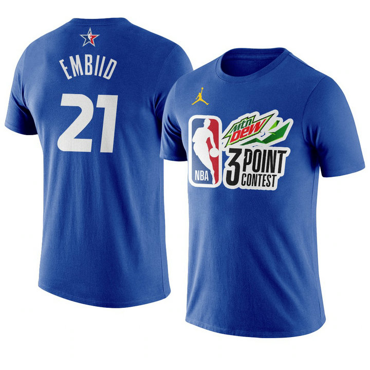Philadelphia 76ers Joel Embiid 2021 NBA All-Star Game 3point-contest T-Shirt Eastern Conference Royal Philadelphia 76ers Joel Embiid 2021 NBA All-Star Game 3point-contest T-Shirt Eastern Conference Royal