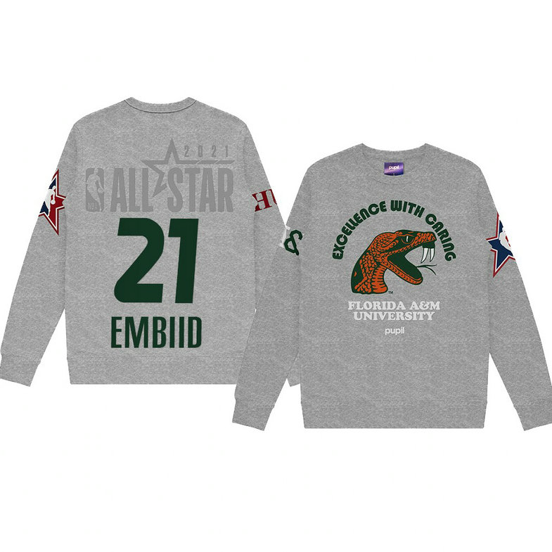 Joel Embiid Florida A&M University Pupil Pullover Sweater 2021 NBA All-Star Game x HBCU Collection Gray