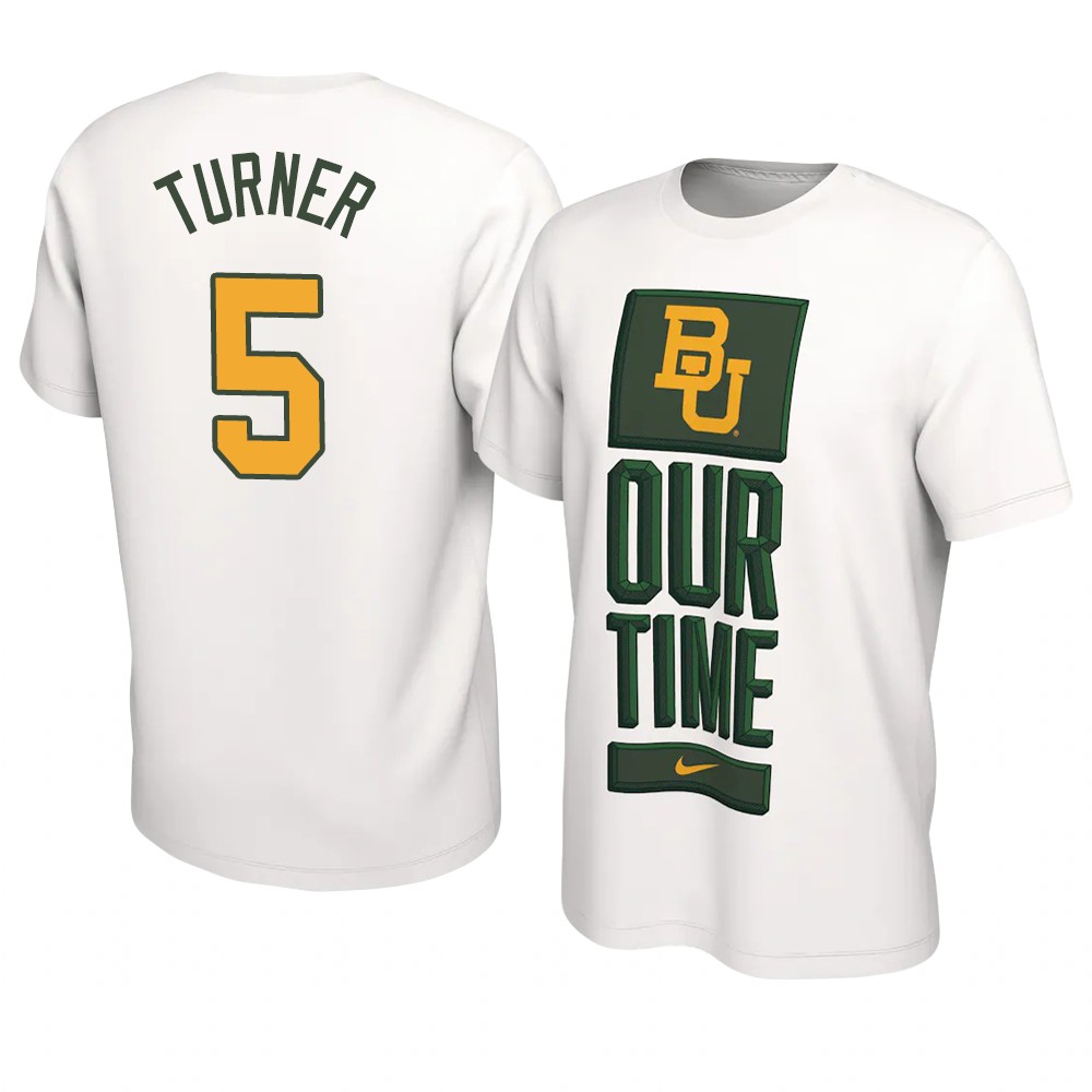 BAYLOR BEARS Jordan Turner Basketball Our Time T-Shirt 2021 Bench Legend Performance White