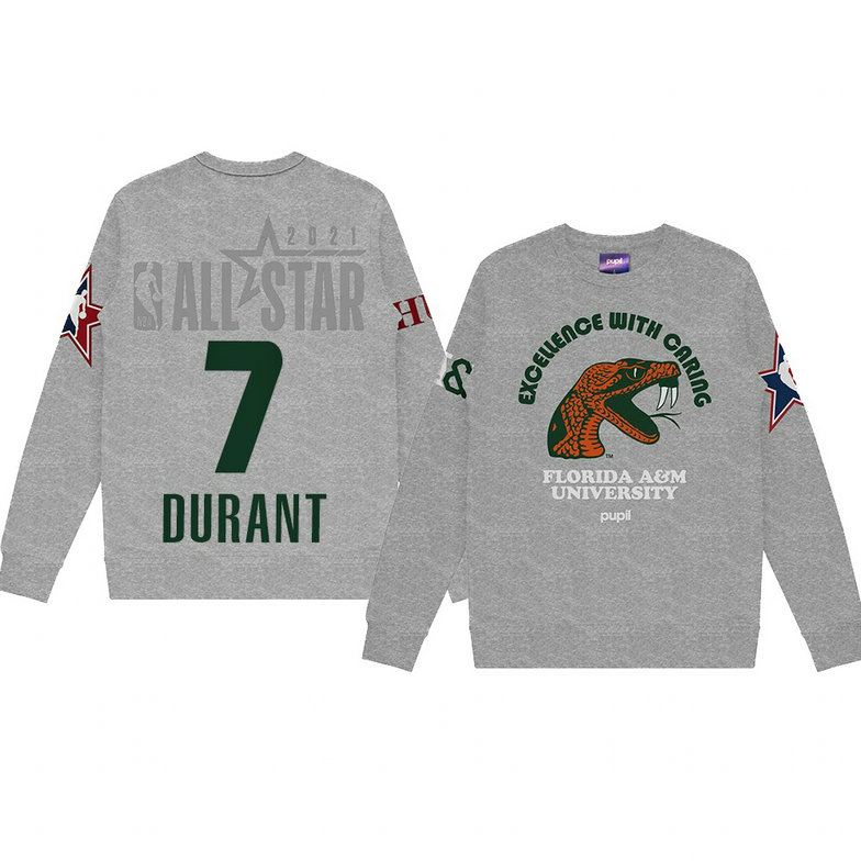 Kevin Durant Florida A&M University Pupil Pullover Sweater 2021 NBA All-Star Game x HBCU Collection Gray