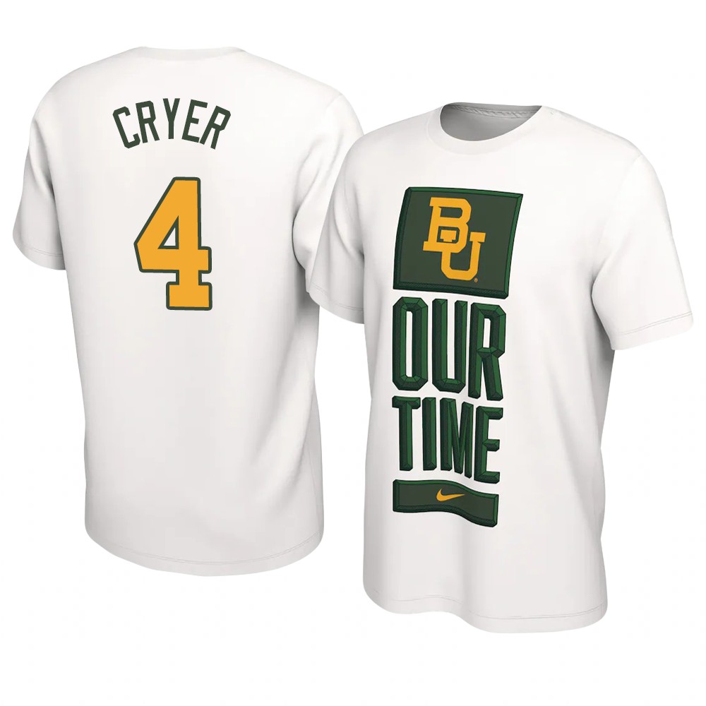 BAYLOR BEARS L.J. Cryer Basketball Our Time T-Shirt 2021 Bench Legend Performance White