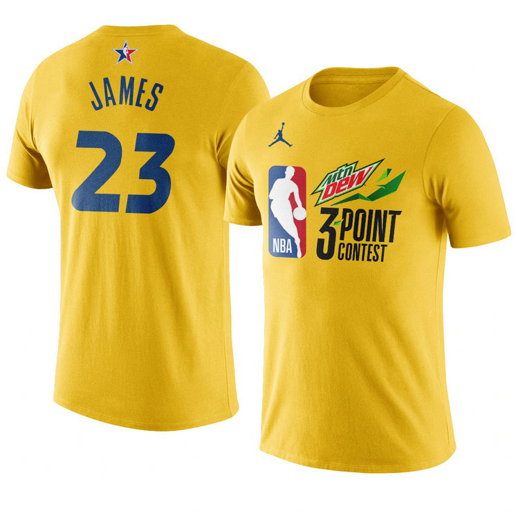 Los Angeles Lakers LeBron James 2021 NBA All-Star Game 3point-contest T-Shirt Western Conference Yellow Los Angeles Lakers LeBron James 2021 NBA All-Star Game 3point-contest T-Shirt Western Conference Yellow