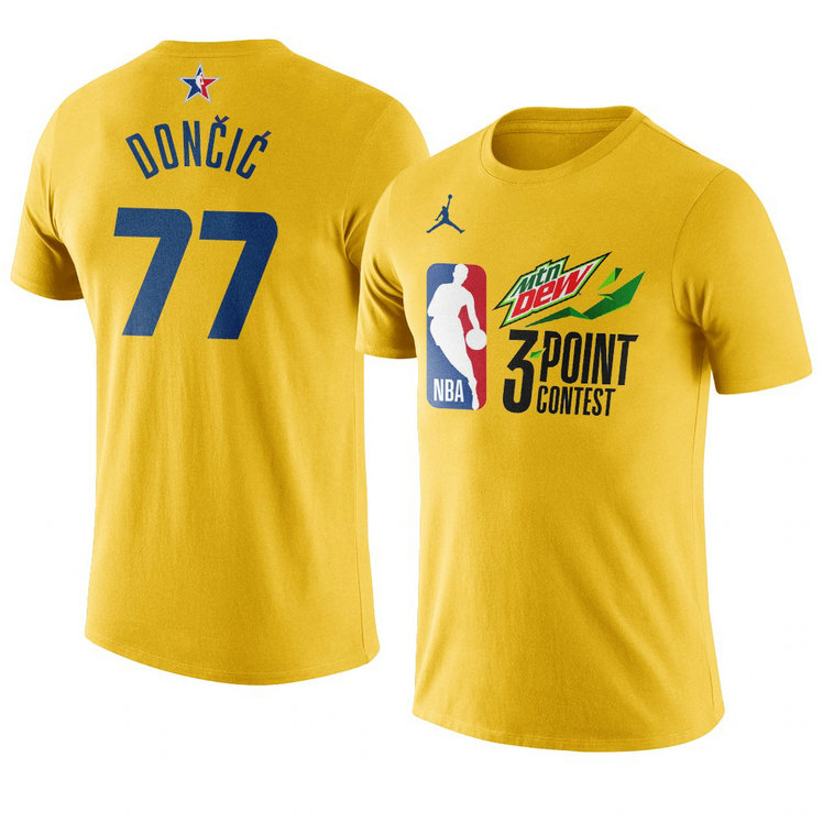 Dallas Mavericks Luka Doncic 2021 NBA All-Star Game 3point-contest T-Shirt Western Conference Yellow Dallas Mavericks Luka Doncic 2021 NBA All-Star Game 3point-contest T-Shirt Western Conference Yellow