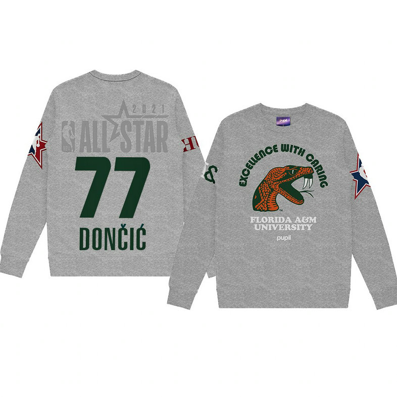 Luka Doncic Florida A&M University Pupil Pullover Sweater 2021 NBA All-Star Game x HBCU Collection Gray Luka Doncic Florida A&M University Pupil Pullover Sweater 2021 NBA All-Star Game x HBCU Collection Gray
