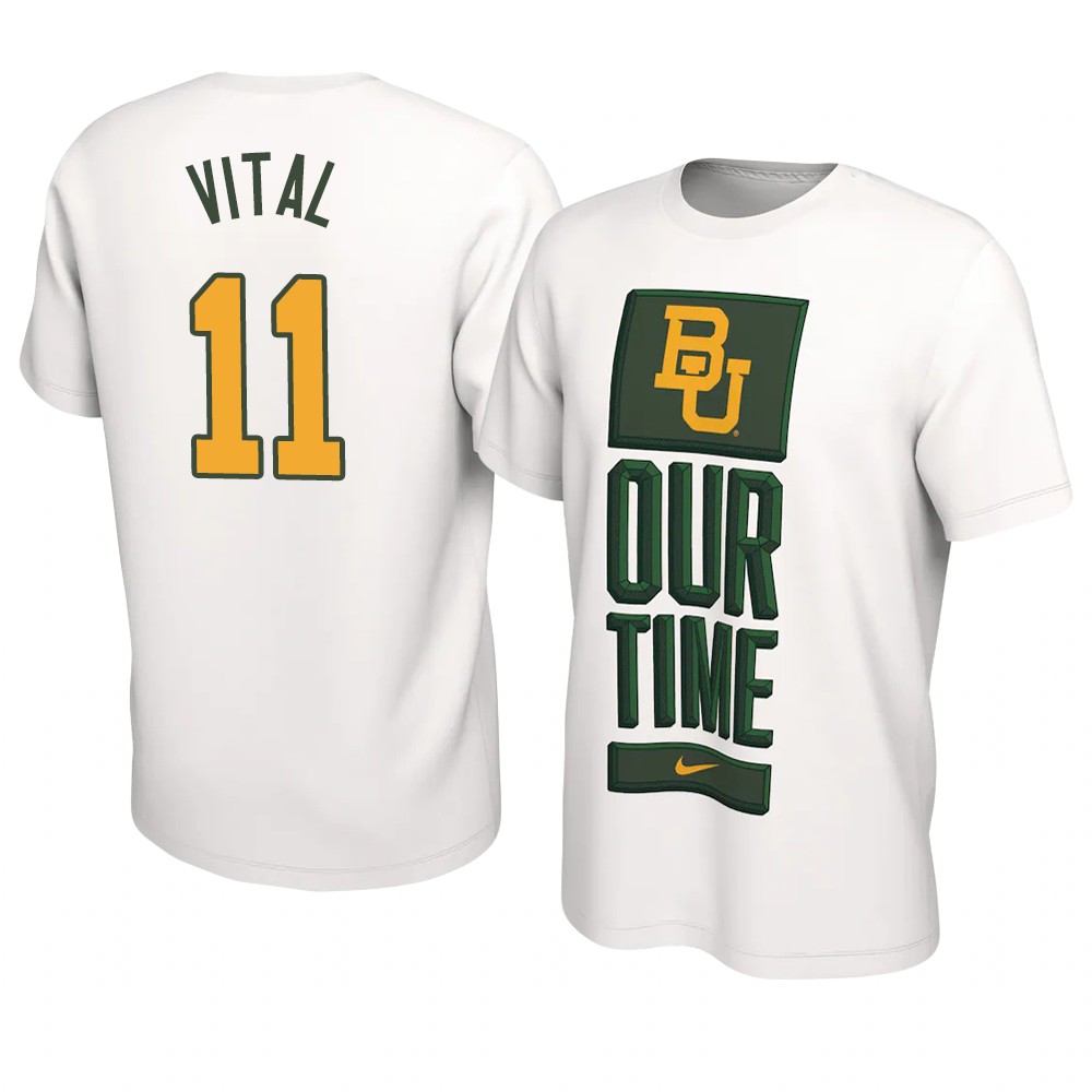 BAYLOR BEARS Mark Vital Basketball Our Time T-Shirt 2021 Bench Legend Performance White