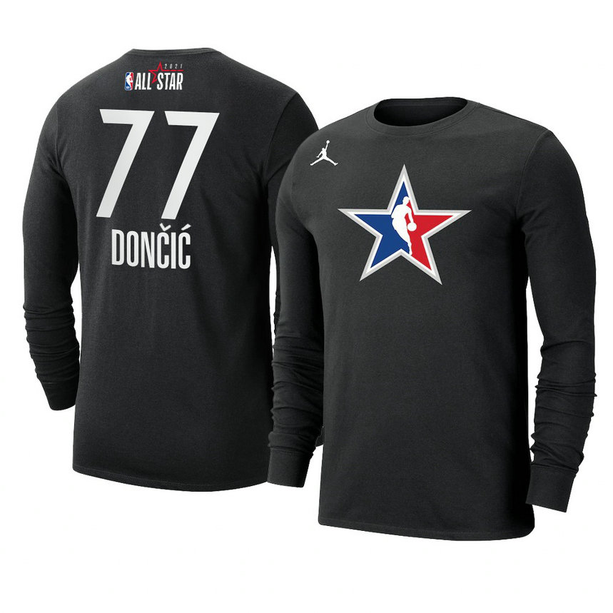 Dallas Mavericks Luka Doncic 2021 NBA All-Star Official Logo T-Shirt Long Sleeve Black Dallas Mavericks Luka Doncic 2021 NBA All-Star Official Logo T-Shirt Long Sleeve Black